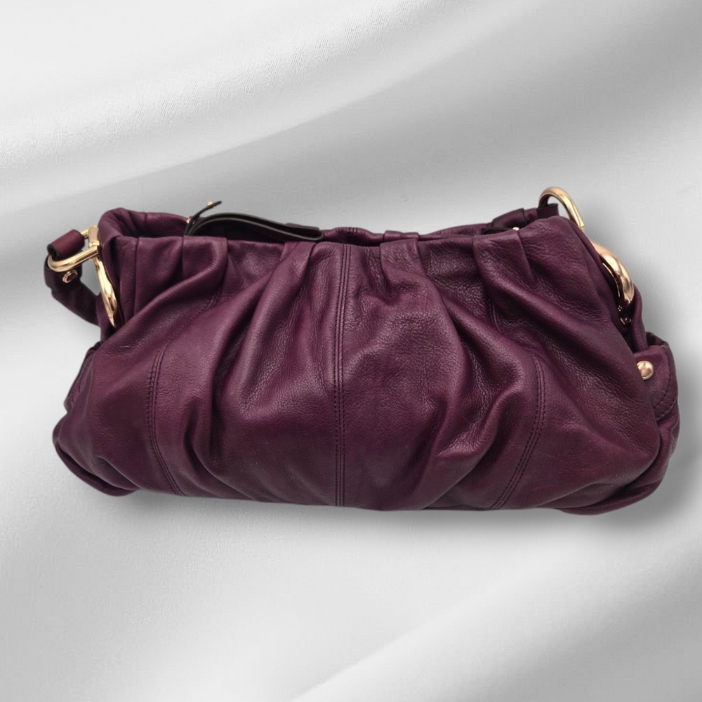 Vintage B Makowsky Eggplant Hobo Leather Bag Slouch Purse